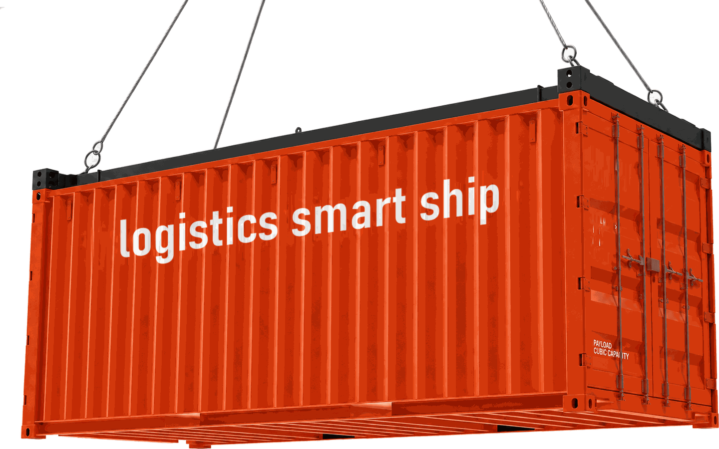 A Logistics Smart Ship container being hoisted by crane